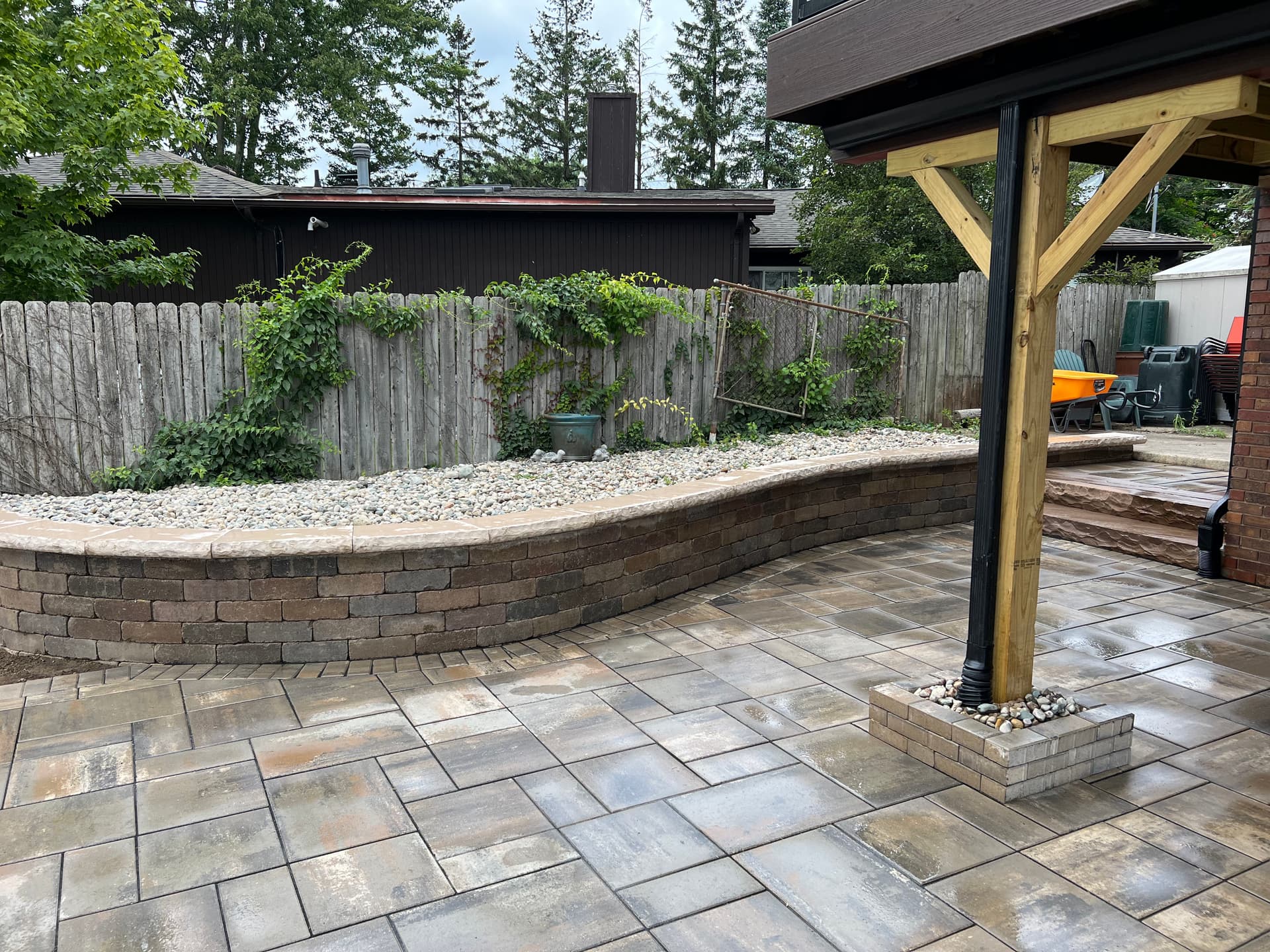 Gallery photos for Backyard Transformation with Retaining Walls and Custom Pavers: Image #3